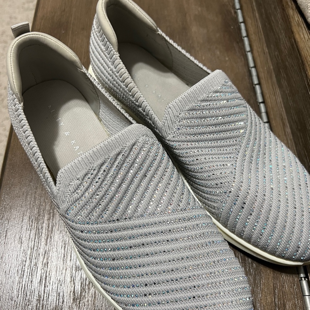 Kelly & Katie Gray Knit Slip-On Sneakers